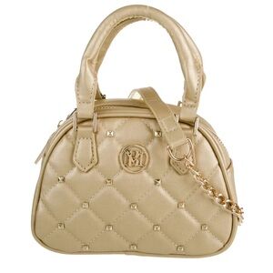 Badgley Mishka Gold Crossbody Dome Purse Bag with Studs Vegan Leather NWT